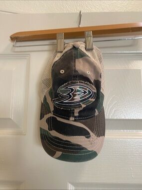 Anaheim Ducks Camouflage Trucker Hat in Green, Brown, Tan